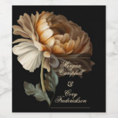 美しいロマンチックな暗い古い絵を描世界の花 ワインラベル (シングルラベル)