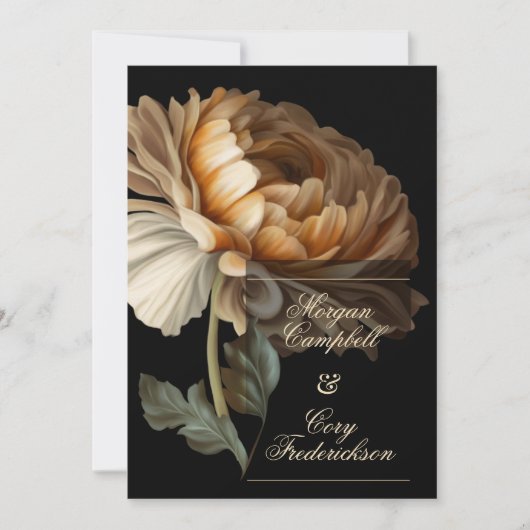 美しいロマンチックな暗い古い絵を描世界の花 招待状 (正面)