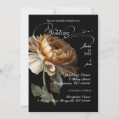 美しいロマンチックな暗い古い絵を描世界の花 招待状 (裏面)