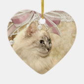 美しいロマンチックな猫 セラミックオーナメント (正面)