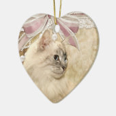 美しいロマンチックな猫 セラミックオーナメント (左)