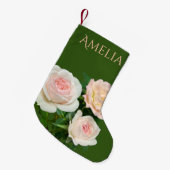 美しいロマンチックな白いピンクのバラ スモールクリスマスストッキング (正面 (吊り時))