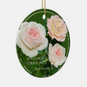 美しいロマンチックな白いピンクのバラ セラミックオーナメント (右)