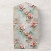 美しいロマンチック赤面ピンクロマンチックバラ オールインワン招待状 (外側)