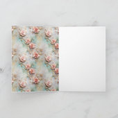 美しいロマンチック赤面ピンクロマンチックバラ カード (内部)