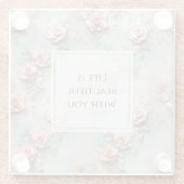 美しいロマンチック赤面ピンクロマンチックバラ ガラスコースター (裏面)