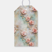美しいロマンチック赤面ピンクロマンチックバラ ギフトタグ (裏面)