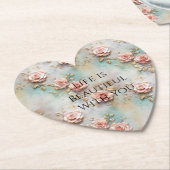 美しいロマンチック赤面ピンクロマンチックバラ ペーパーコースター (アングル)