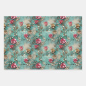 美しいロマンチック赤面ピンクロマンチックバラ ラッピングペーパーシート (正面3)