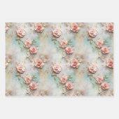 美しいロマンチック赤面ピンクロマンチックバラ ラッピングペーパーシート (正面)