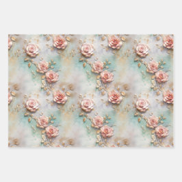 美しいロマンチック赤面ピンクロマンチックバラ ラッピングペーパーシート