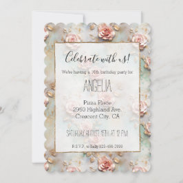 美しいロマンチック赤面ピンクロマンチックバラ 招待状