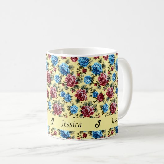 美しいロマンティックな春のカラフルな女の子の花 コーヒーマグカップ (正面右)