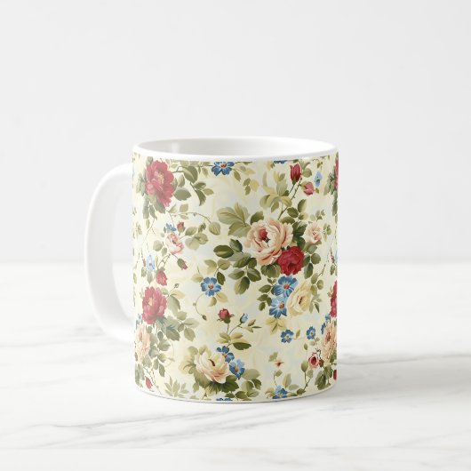 美しいロマンティックな春の赤い女の子の花 コーヒーマグカップ (正面左)