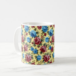 美しいロマンティックな春の赤と青の女の子の花 コーヒーマグカップ