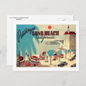 美しいロングビーチ，カリフォルニア州ヴィンテージ ポストカード (正面/裏面)