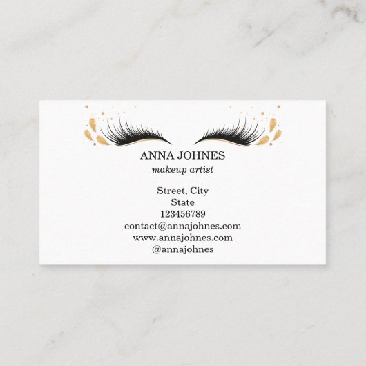美しいロングラッシュエクステンションのメイクアップ羽毛 名刺 (裏面)