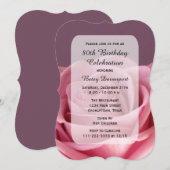 美しいローズの80歳誕生日パーティー 招待状 (正面/裏面)