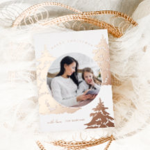 美しいローズゴールドのクリスマスツリーの2つの写真のホリデー