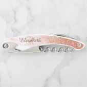 美しいローズゴールド大理石モノグラムグリッター ソムリエナイフ (正面)