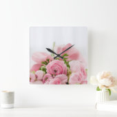 美しいローズブーケ スクエア壁時計 (ホーム)