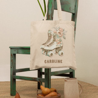 美しいローラースケートフローラヴィンテージデザイン トートバッグ