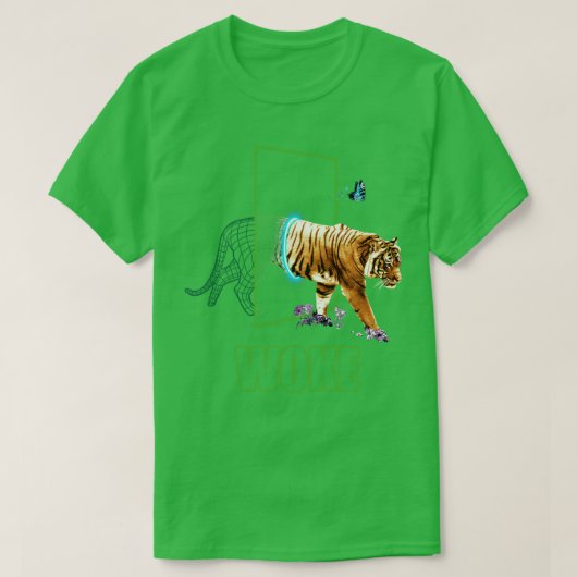 美しいワイヤーフレームタイガー野生動物の荒野 Tシャツ (デザイン正面)