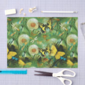 美しいワイルドフラワーと蝶の自然 薄葉紙 (クラフト)