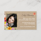 美しいワイルドフラワーエレガントの金ゴールドベージュと写真 名刺 (裏面)