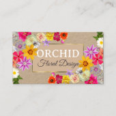 美しいワイルドフラワーエレガントの金ゴールドベージュと写真 名刺 (正面)