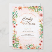 美しいワイルドフラワーガーデンベージュフォト結婚ズ 招待状 (正面)