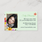 美しいワイルドフラワーグリーン素晴らし金ゴールドフレーム写真 名刺 (裏面)