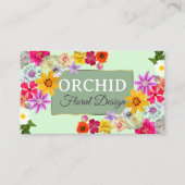 美しいワイルドフラワーグリーン素晴らし金ゴールドフレーム写真 名刺 (正面)