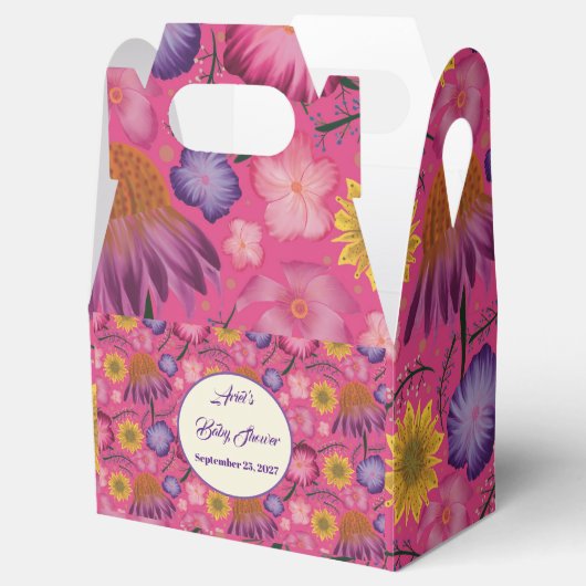 美しいワイルドフラワーピンクの赤ちゃんシャワー フェイバーボックス (オープン)