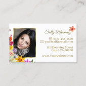 美しいワイルドフラワーホワイト素晴らし金ゴールドフレームと写真 名刺 (裏面)