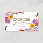 美しいワイルドフラワーホワイト素晴らし金ゴールドフレームと写真 名刺 (正面)