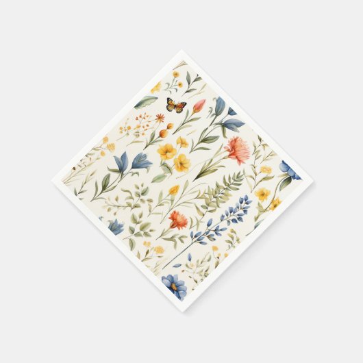 美しいワイルドフラワー自然トレンディー結婚フローラ スタンダードカクテルナプキン (角)