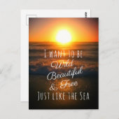 美しいワイルドフリーの夕日のビーチ写真引用文 ポストカード (正面/裏面)