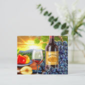 美しいワインとブドウの葉書 ポストカード (スタンド正面)