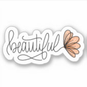 美しいワードフラワーノートパソコン |ダイカットのシール シール (正面)