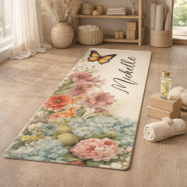 美しいヴィンテージと蝶 ヨガマット