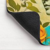 美しいヴィンテージと鳥と花を持つ女性 マウスパッド (コーナー)