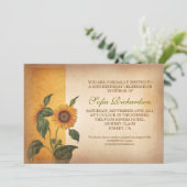 美しいヴィンテージのひまわり 誕生日招待状 招待状 (スタンド正面)