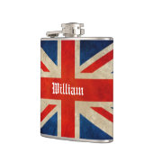 美しいヴィンテージのイギリスの旗の英国国旗-名前をカスタムする フラスク (左)