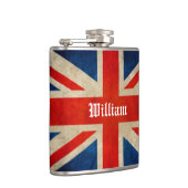 美しいヴィンテージのイギリスの旗の英国国旗-名前をカスタムする フラスク (右)