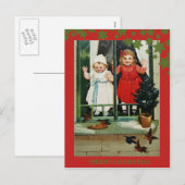 美しいヴィンテージのクリスマスのクラシックなレトロカード シーズンポストカード (正面/裏面)