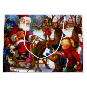 美しいヴィンテージのクリスマスの絵画 ラージペーパーバッグ (正面)