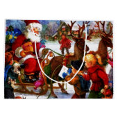 美しいヴィンテージのクリスマスの絵画 ラージペーパーバッグ (裏面)