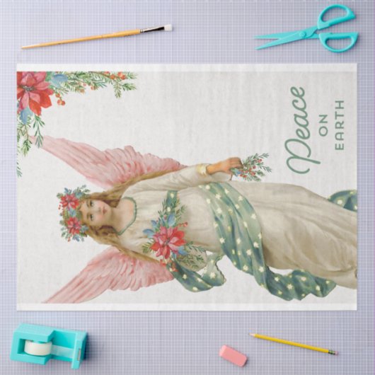 美しいヴィンテージのクリスマスエンジェルの切り離 薄葉紙 (クラフト)