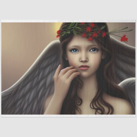 美しいヴィンテージのクリスマスエンジェルの切り離 薄葉紙 (正面)